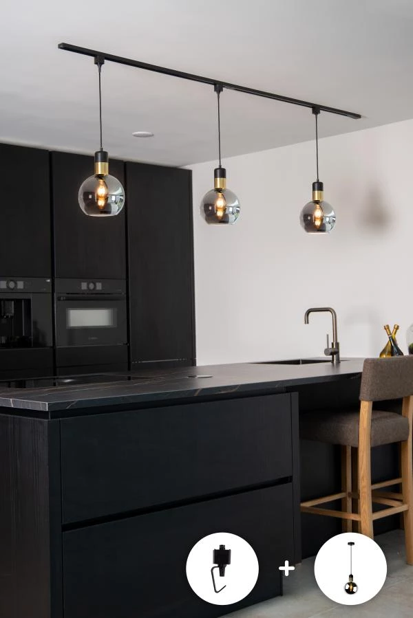Lucide TRACK Pendant adapter - 1-circuit Track lighting system - Black (Extension) - atmosphere 1